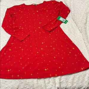 Tipsy Elves Red Dress with Gold Star Accents